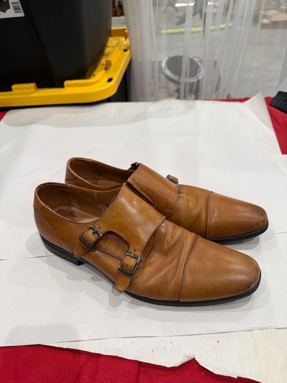 Aldo Tan Double Monk Strap Leather Oxfords